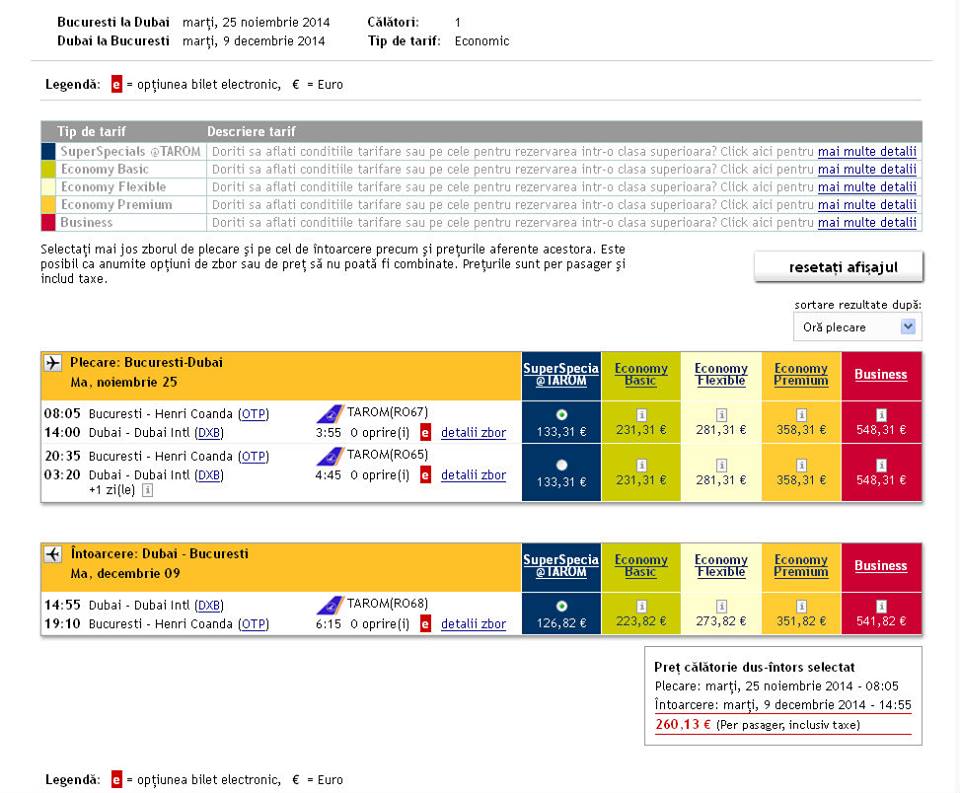 TAROM OTP-DXB