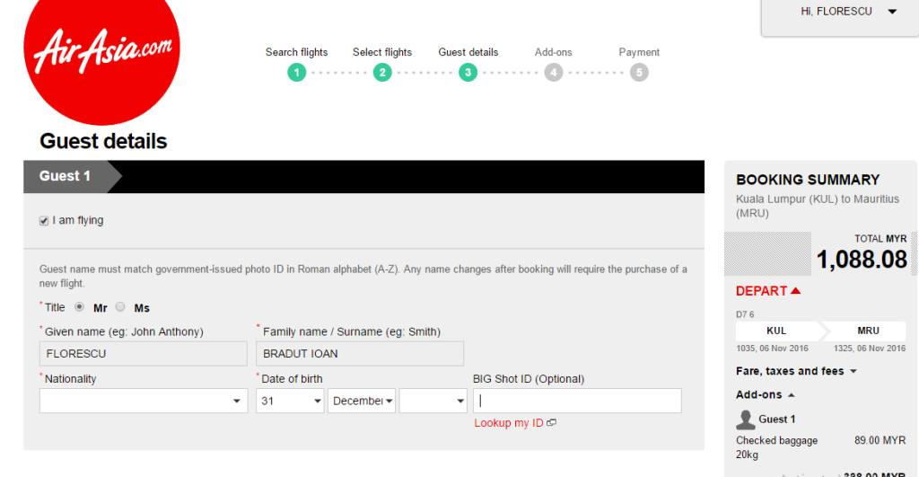 Promo Air Asia KUL-MRU 1088 MYR